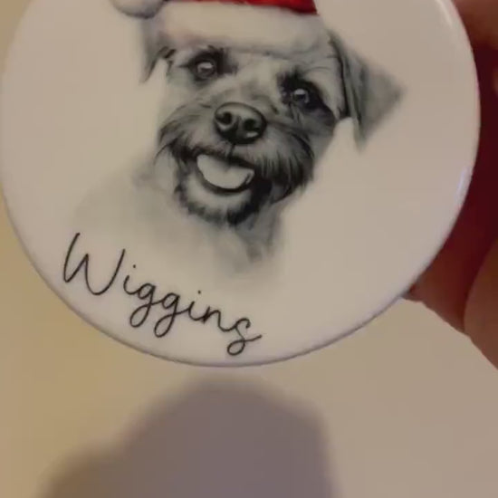 Border Terrier Dog Bauble, Personalised Pet Dog Christmas Tree Decoration, Gift For Dog Family