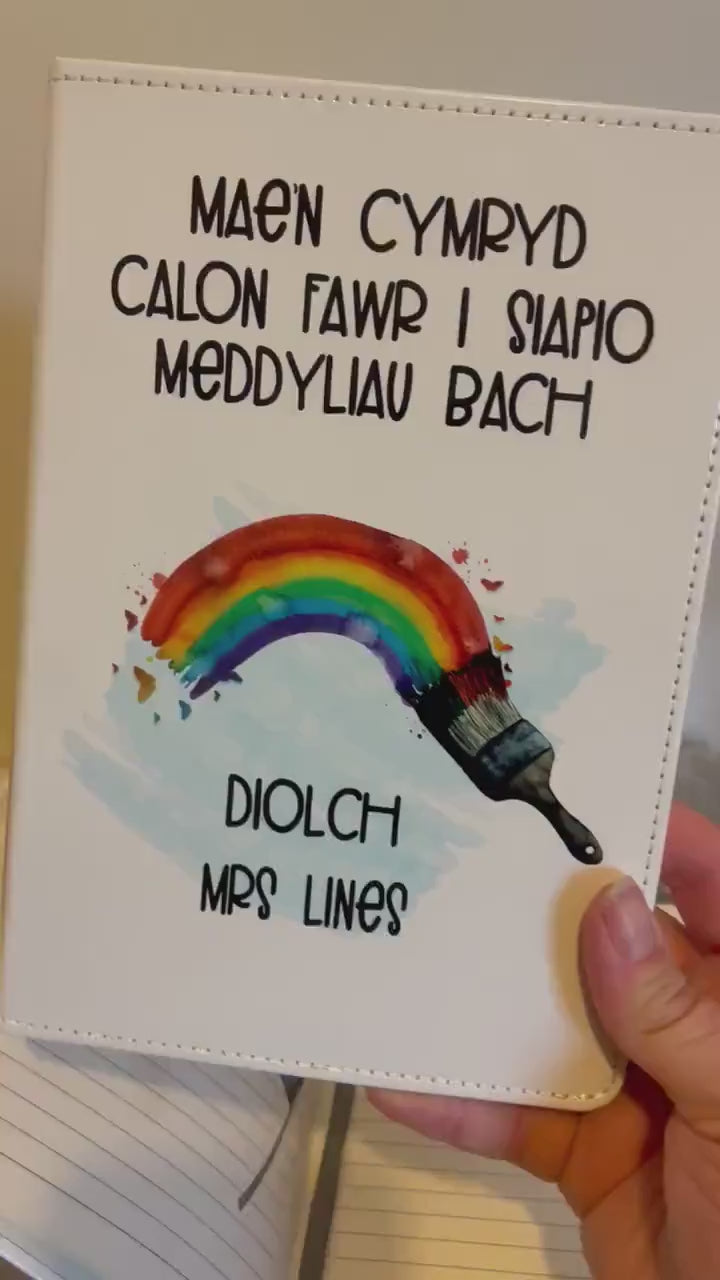 Welsh Teacher Gift, Diolch Athrawes, Card For Teacher, Personalised Teacher Notebook, Personalised Welsh Teacher Card, End Of Term Gift