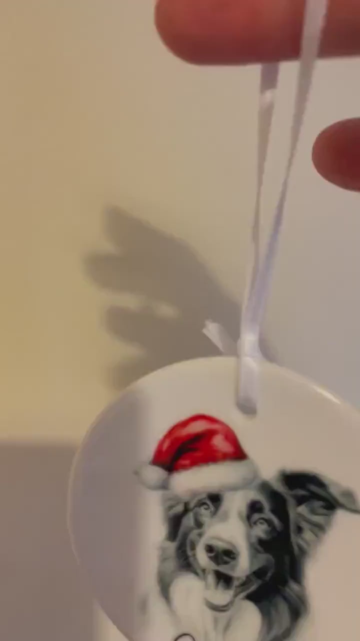 Border Collie Dog Bauble, Personalised Pet Dog Christmas Tree Decoration, Gift For Dog Family