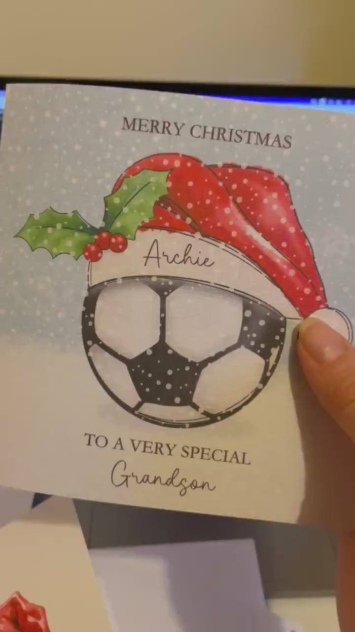 Football Christmas Card, Grandson Christmas Card, Christmas Card For Grandson, Personalised Christmas Card