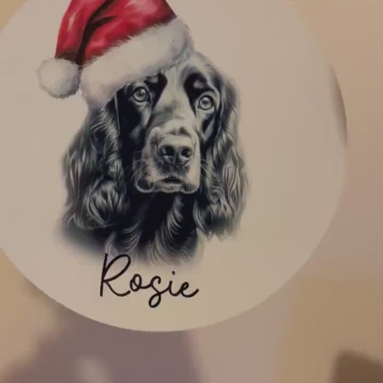 Gordon Setter Santa Bauble, Personalised Pet Dog Christmas Tree Decoration, Gift For Dog Family, Dog Lover, Santa Dog Bauble