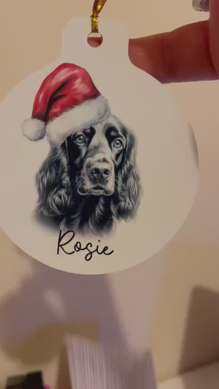 Gordon Setter Santa Bauble, Personalised Pet Dog Christmas Tree Decoration, Gift For Dog Family, Dog Lover, Santa Dog Bauble