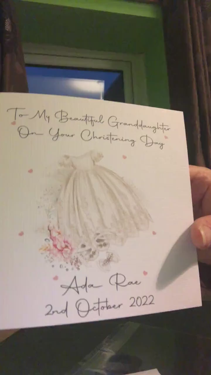 Granddaughter Christening Card, Personalised Christening Card, Christening Card For Girls, Christening Card Daughter