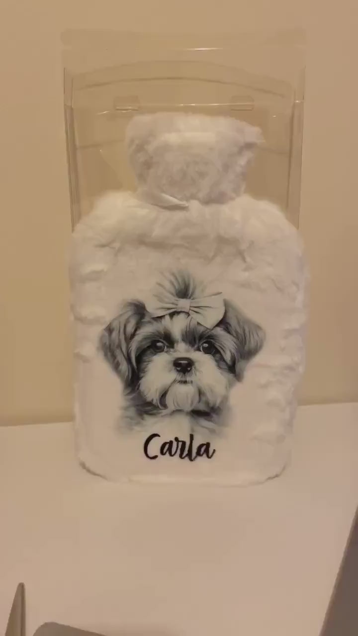 Shih Tzu Gift, Personalised Hot Water Bottle, Dog Xmas Gift, Xmas Gift For Dog Lover, Shih Tzu Hot Water Bottle