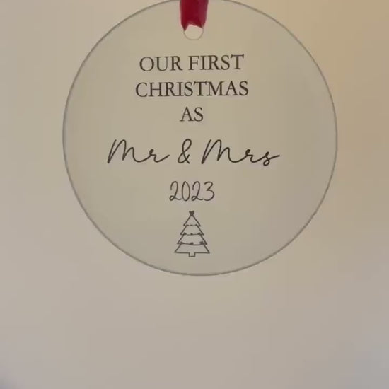 First Christmas As Mr And Mrs Bauble 2024, 1st Xmas As A Mrs Christmas Tree Decoration,