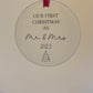 First Christmas As Mr And Mrs Bauble 2024, 1st Xmas As A Mrs Christmas Tree Decoration,
