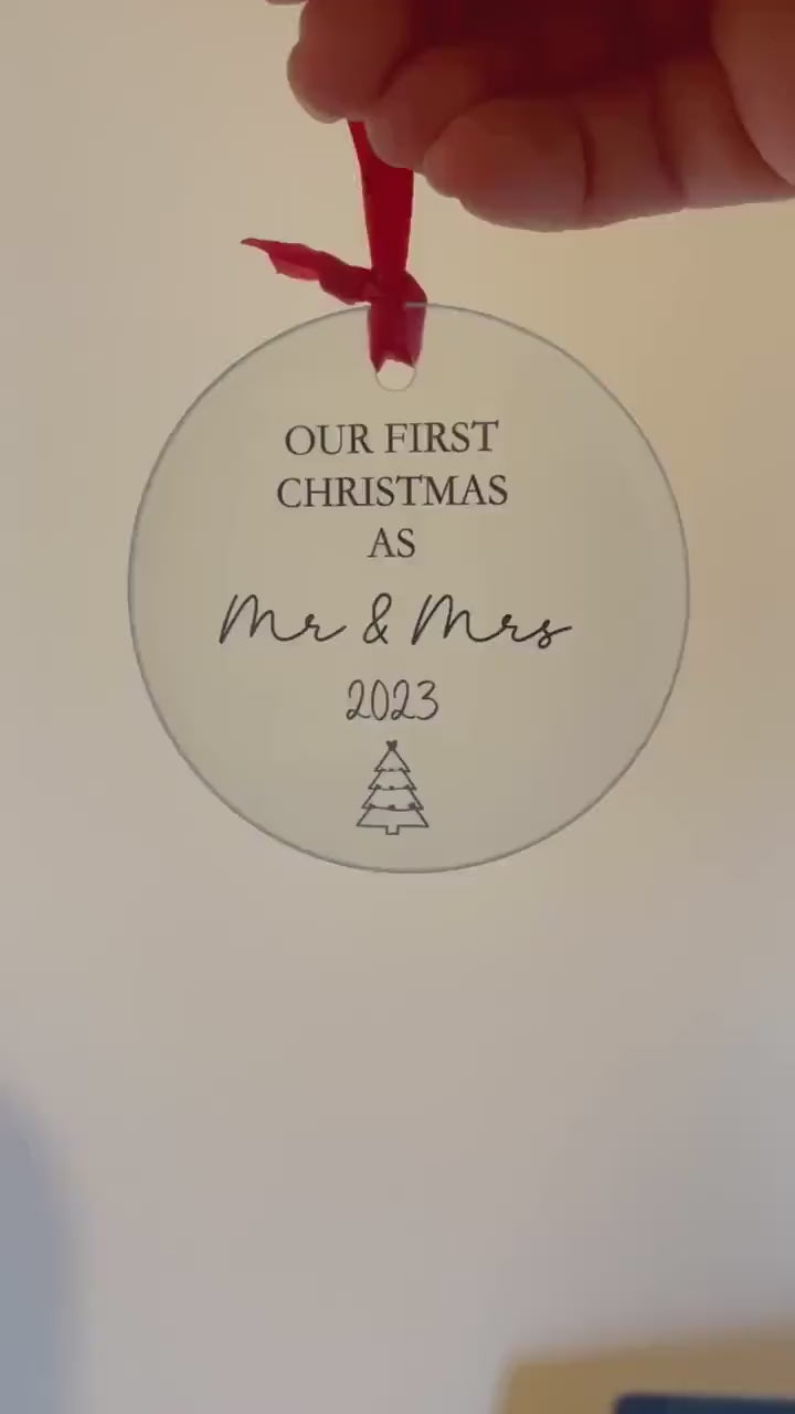 First Christmas As Mr And Mrs Bauble 2024, 1st Xmas As A Mrs Christmas Tree Decoration,