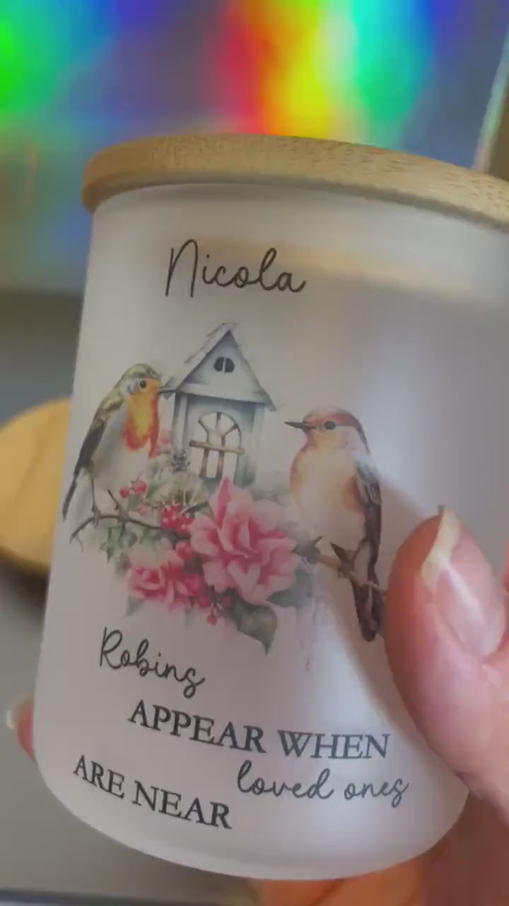 Lost Loved One Gift, Robins Appear When Loved Ones Are Near, Memory Candle Jar Gift, Xmas Memorial Gift, Lost Loved One Grandparent