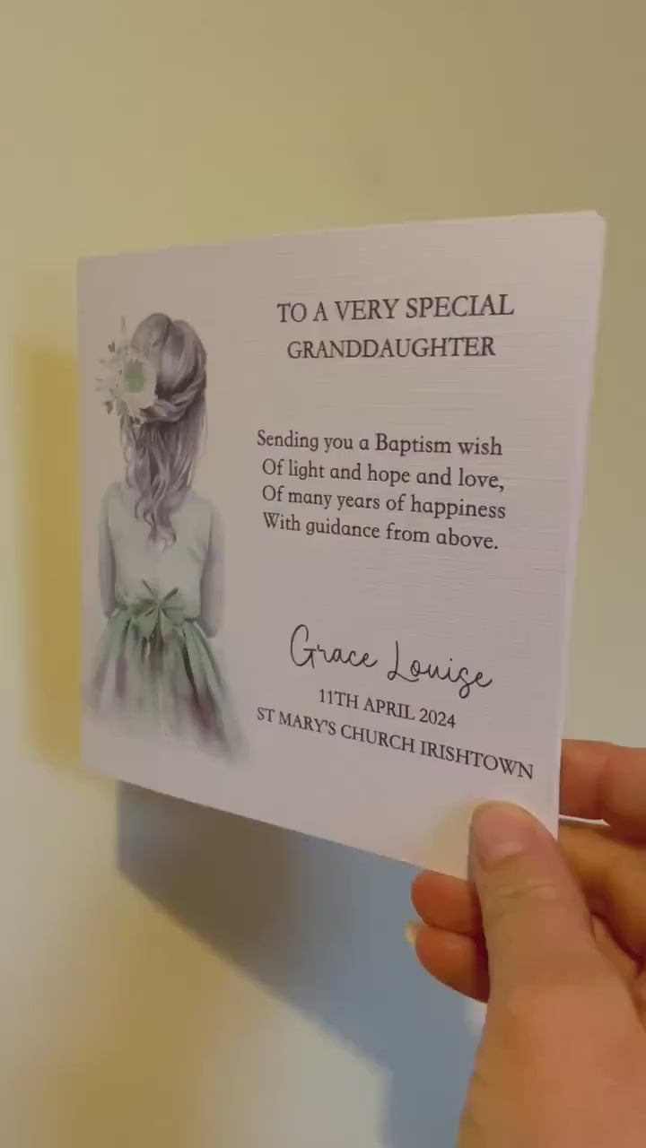Personalised  Christening Card, Christening Card For A Special Little Girl