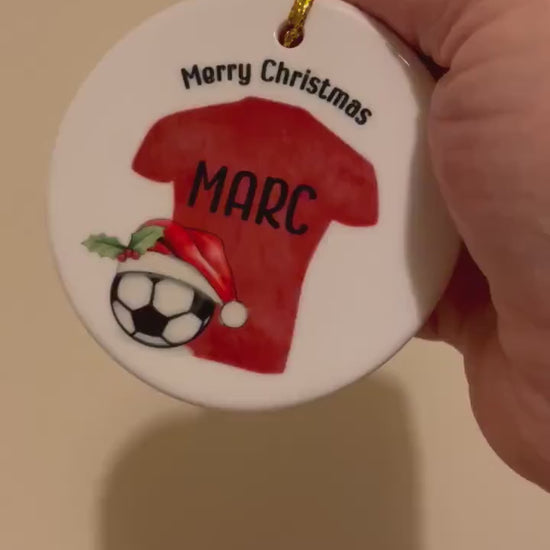Football Bauble, Personalised Football Christmas Bauble For Kids, Football Shirt Christmas Tree Decoration