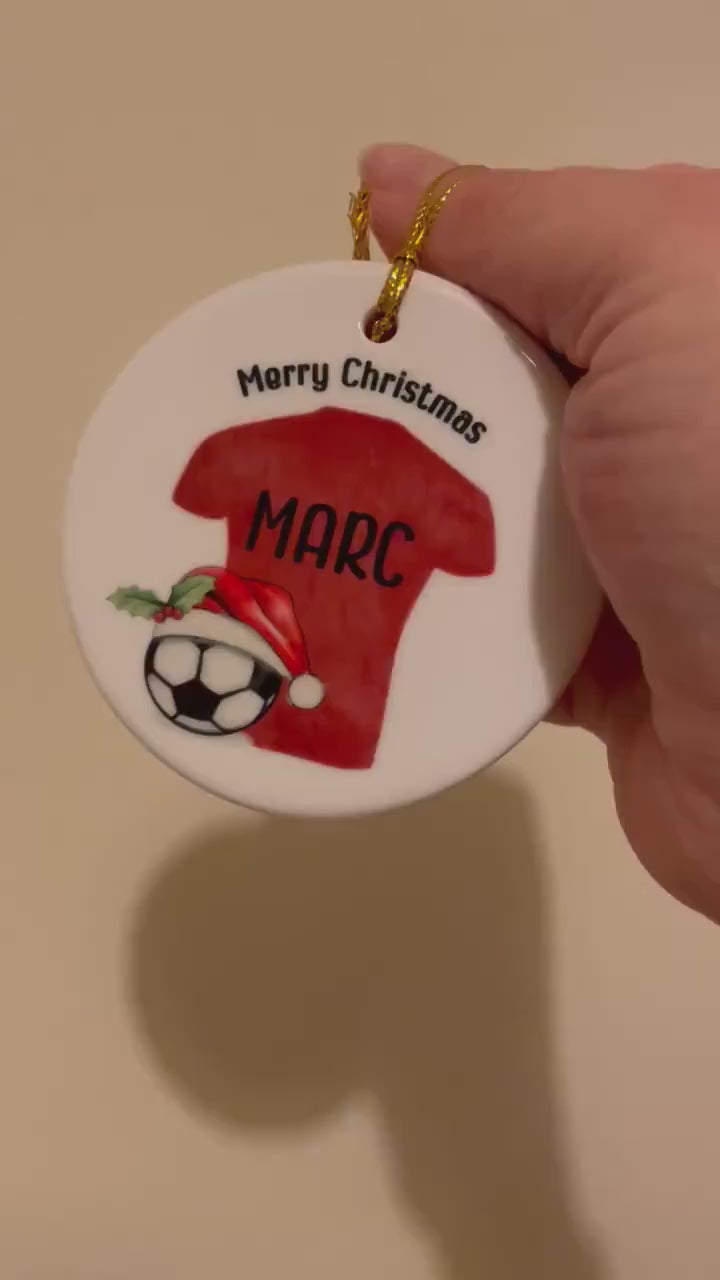 Football Bauble, Personalised Football Christmas Bauble For Kids, Football Shirt Christmas Tree Decoration