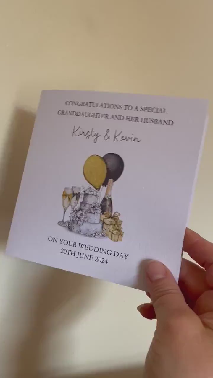 Personalised Wedding Card, Wedding Day Card For Granddaughter & Her Husband Wedding Card For Bride And Groom