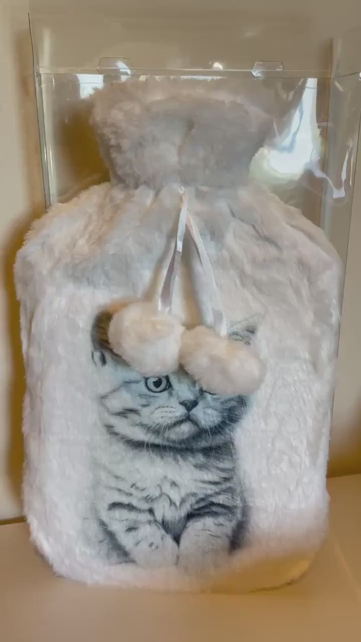 Cat Hot Water Bottle, Gift For Her,  Personalised Hot Water Bottle, Christmas Gift For Friend, Christmas Gift For Him,