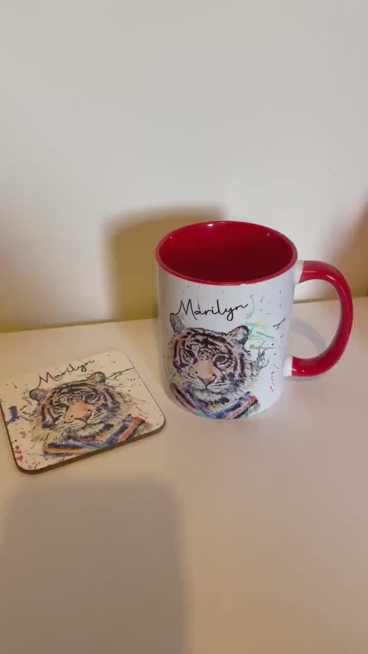 Tiger Mug, Personalised Tiger Mug, Mug Gift Set, Gift For Her, Gift For Friend, Gift For Nan
