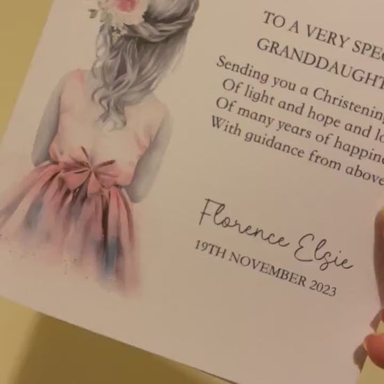 Great Granddaughter Christening Card, Christening Card For Great Granddaughter, Personalised Christening Card