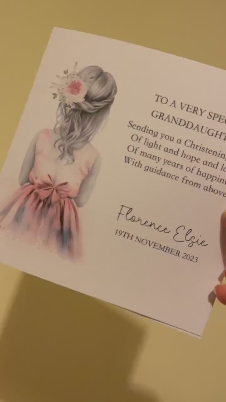 Great Granddaughter Christening Card, Christening Card For Great Granddaughter, Personalised Christening Card