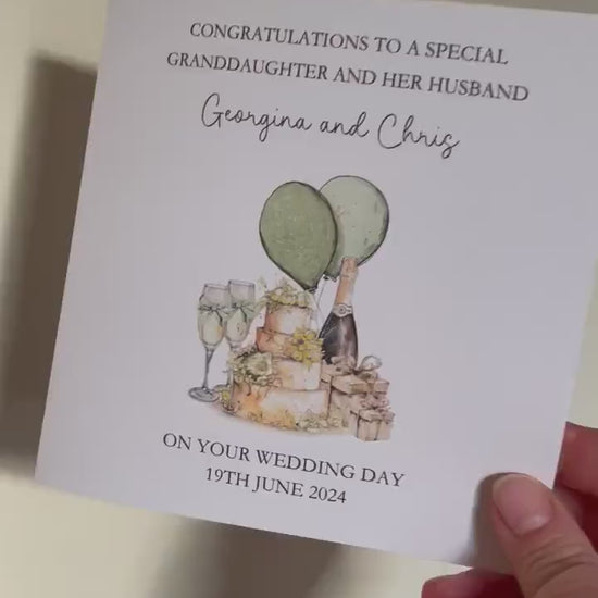 Personalised Wedding Card, Wedding Day Card For Granddaughter & Her Husband, Wedding Card For Bride And Groom