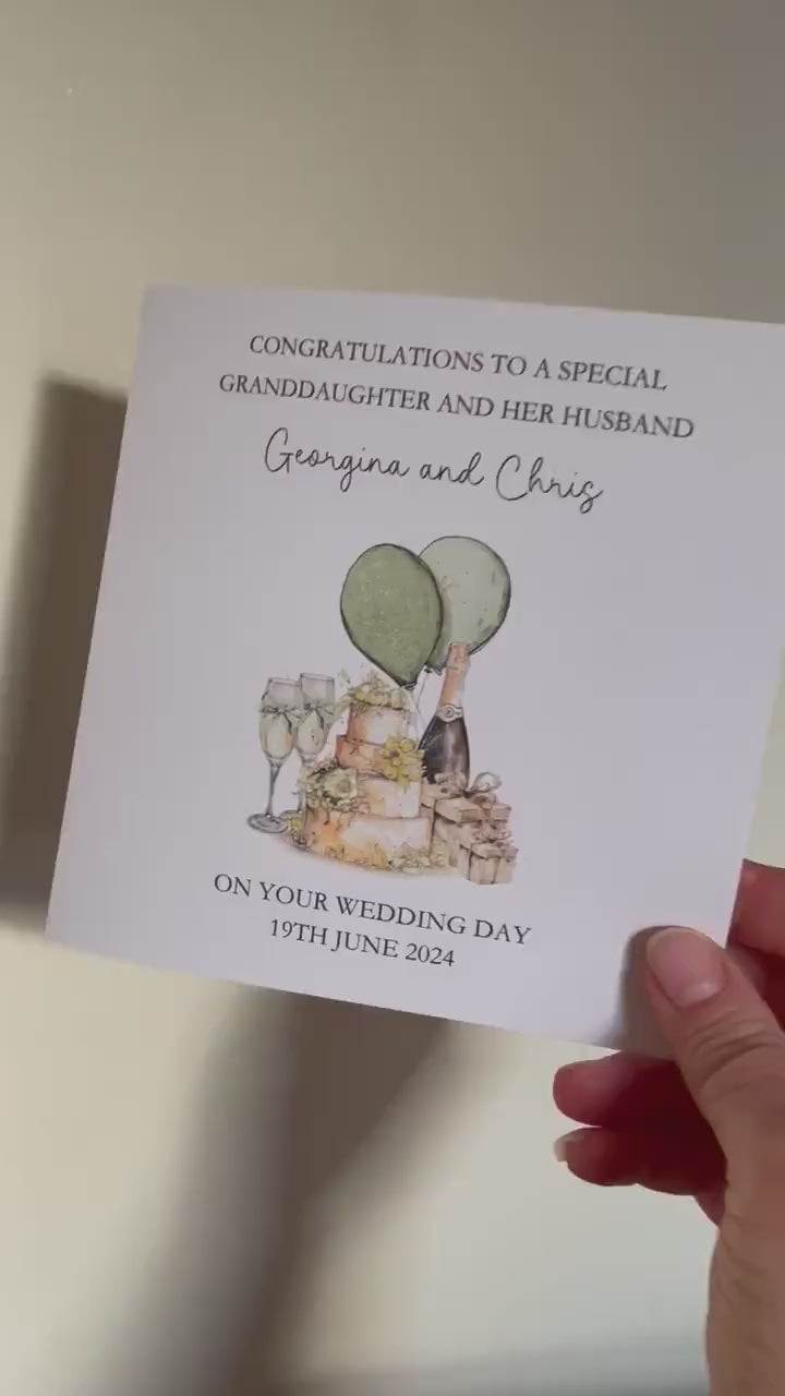 Personalised Wedding Card, Wedding Day Card For Granddaughter & Her Husband, Wedding Card For Bride And Groom