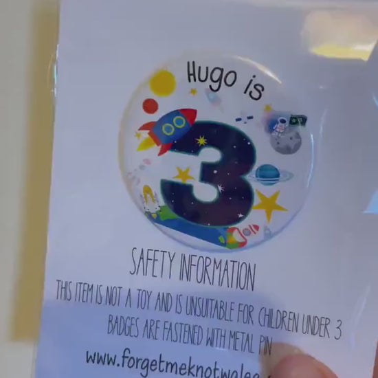 Kids Birthday Badge, Birthday Badge For Kids, Any Age Birthday Badge, Rocket Badge, Badge For Boys, Badge For Girls