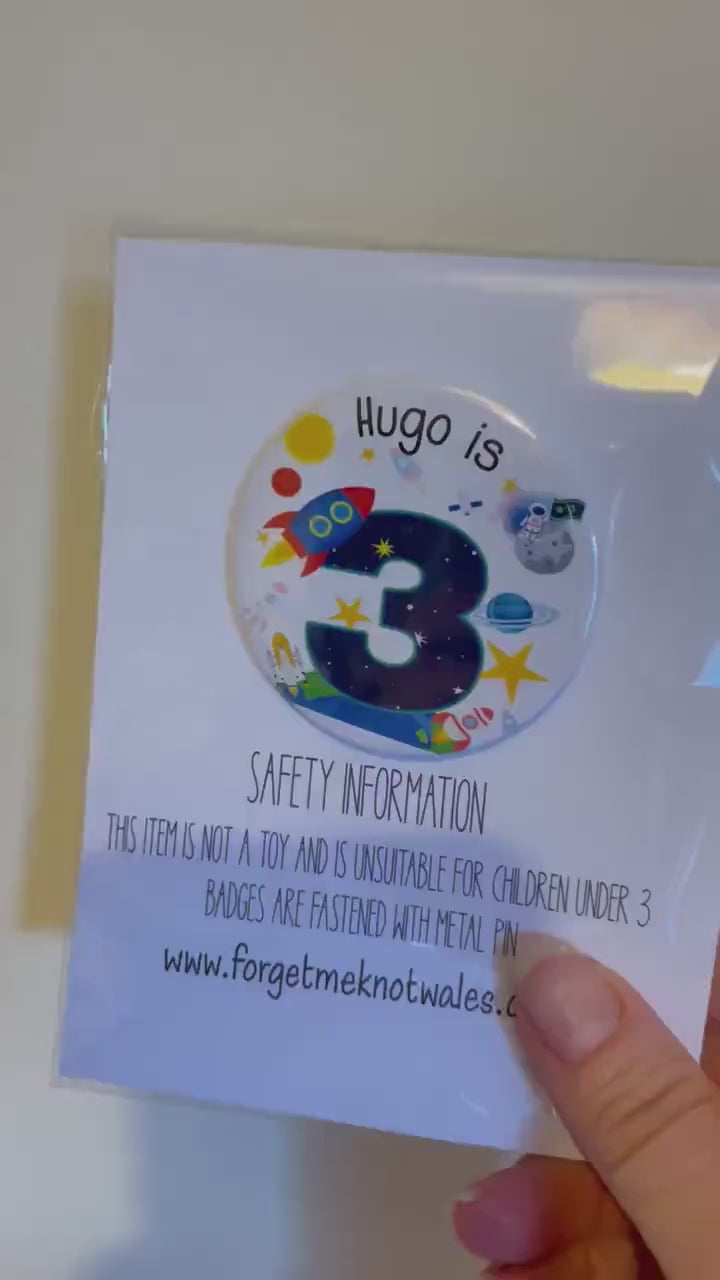 Kids Birthday Badge, Birthday Badge For Kids, Any Age Birthday Badge, Rocket Badge, Badge For Boys, Badge For Girls