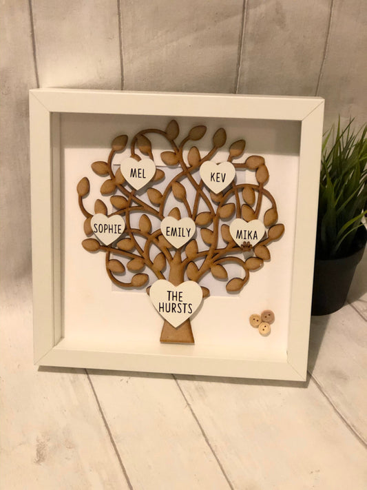 Mothers Day Family Tree Frame,  Personalised Handmade Mothering Sunday Gift