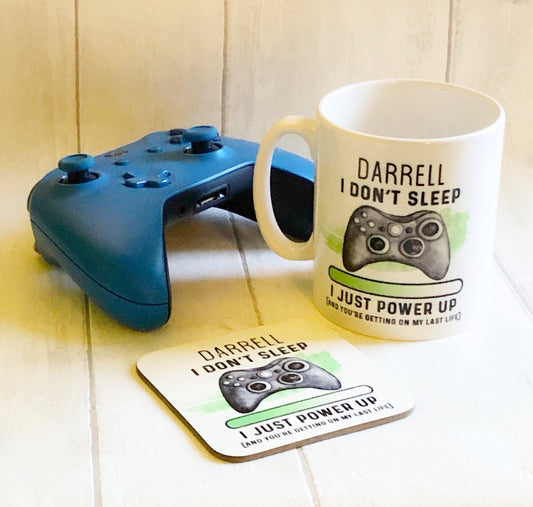 Gaming Gift Mug Set, Gift For Teens, Birthday Gift, Christmas Gift Mug & Coaster Set, Boyfriend Gift, Personalised Gamer Gift, Grandson Gift