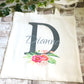 Personalised Tote Bag, Floral Initial Tote Bag, Personalised Shopping Bag