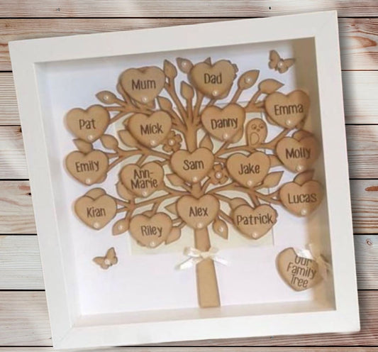 Personalised Family Tree Frame, Handmade Gift Idea For Mum Or For Nan Or Granny For Mothers Day Or Birthday Gift Idea