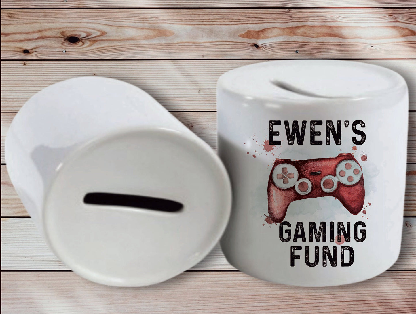 Personalised Gamer Money Box, Red Personalised Gaming Funds Saving Box, Piggy Bank, Gamer Gifts for Boys, Gamer Gifts For Girls