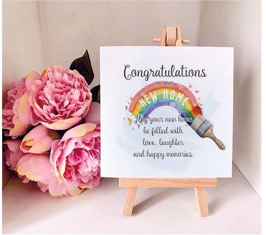 New Home Card, Personalised New Home Card, Greeting Card, Rainbow Design New Home Card, Congratulations Card