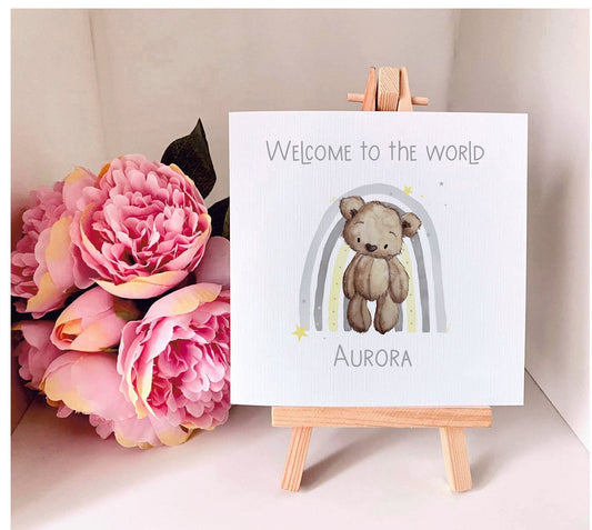 Personalised New Baby Card, Welcome To The World Baby, Personalised New Born Birthday Card, Congratulations Card