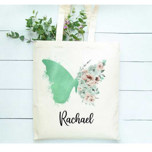 Butterfly Tote Bag, Personalised Butterfly Design Tote Bag, Personalised Tote Bag Gift, Personalised Shopping Bag