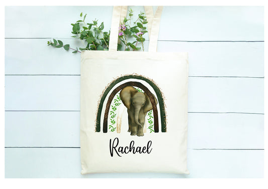 Elephant Tote Bag, Personalised Elephant Design Tote Bag, Personalised Tote Bag Gift, Personalised Shopping Bag