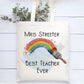 Best Teacher Tote Bag Gift, Personalised Teacher Rainbow Design Tote Bag, Personalised Tote Bag Gift