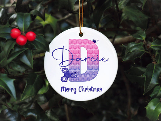 Poppit Christmas Bauble, Poppit Fidget Christmas Tree Decoration, Personalised Poppit Christmas Tree Ornament