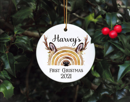 Personalised Baby's First Christmas Bauble, First Christmas Bauble, Personalised Baby First Christmas Bauble, Baby Tree Dec, Reinbow Bauble