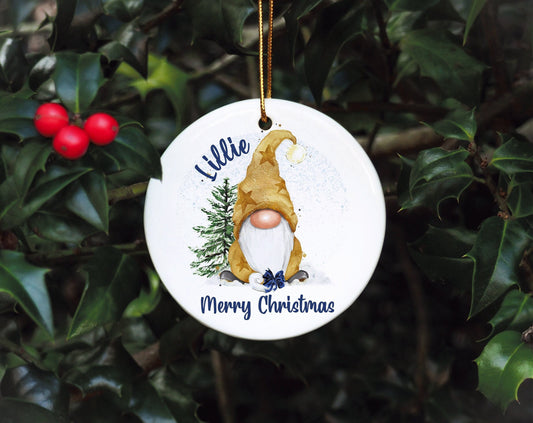 Gnome Christmas Tree Bauble, Personalised Gonk Tree Decoration, Christmas Gonk Tree Ornament