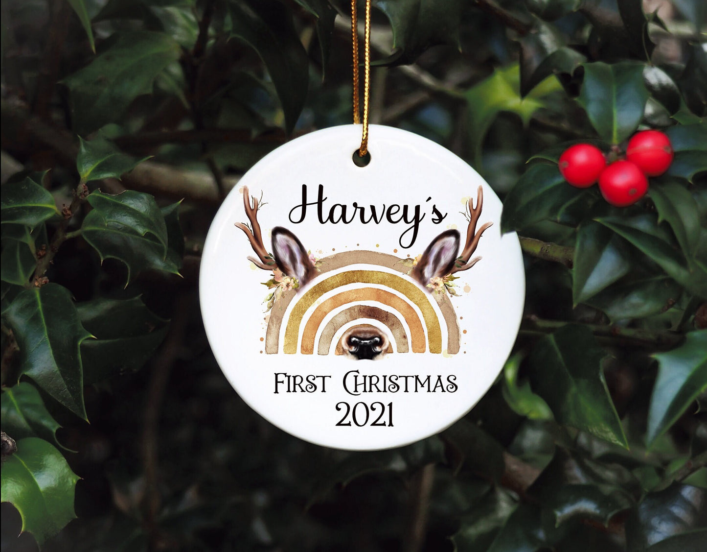 Personalised Baby's First Christmas Bauble, First Christmas Bauble, Personalised Baby First Christmas Bauble, Baby Tree Dec, Reinbow Bauble