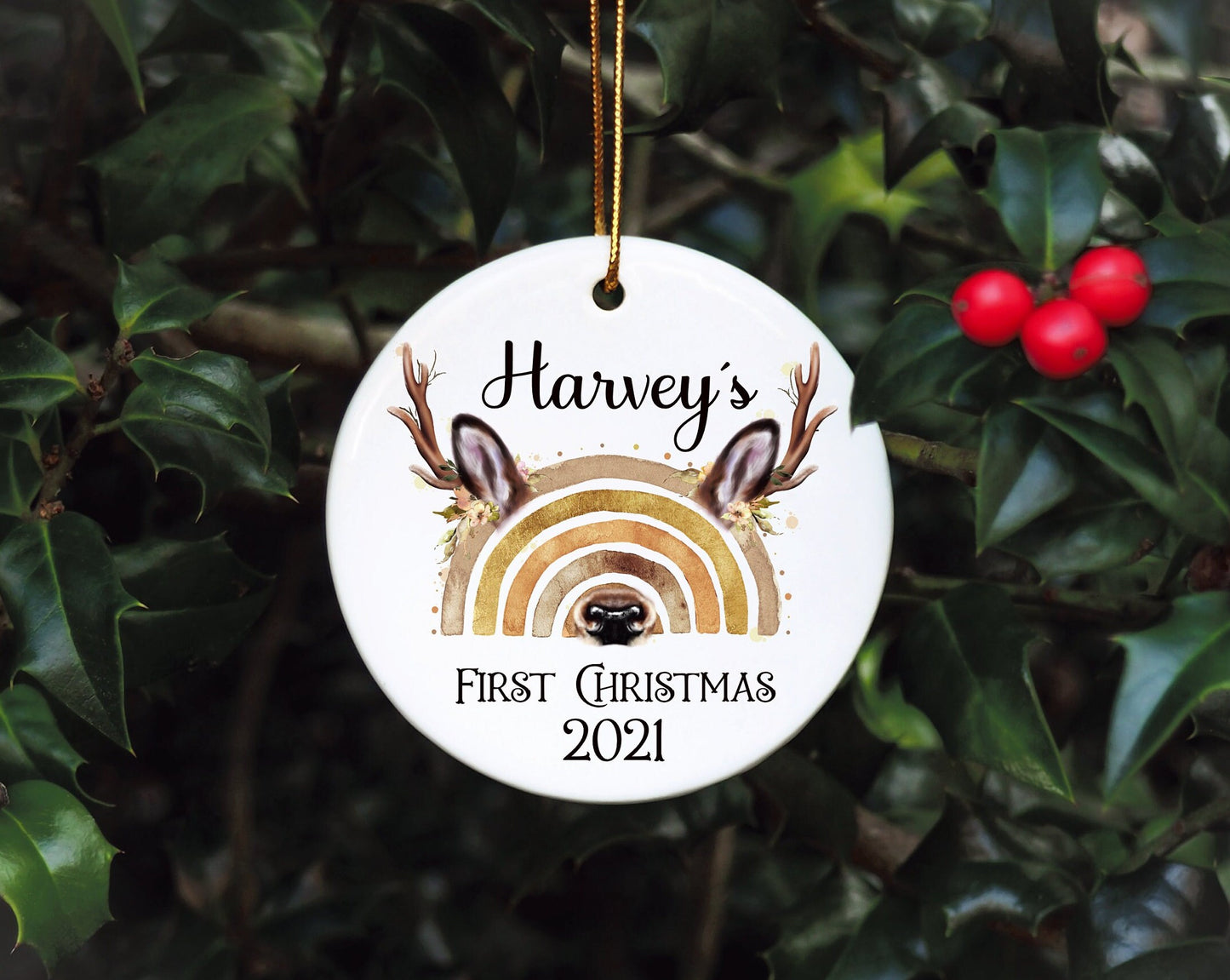 Personalised Baby's First Christmas Bauble, First Christmas Bauble, Personalised Baby First Christmas Bauble, Baby Tree Dec, Reinbow Bauble