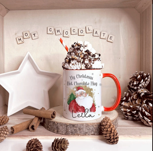 Personalised Santa Hot Chocolate Christmas Mug, Father Christmas Hot Chocolate Mug, Christmas Movie Mug,Christmas Hot Chocolate Mug