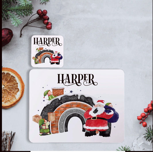 Personalised Christmas Placemat and Coaster Set, Santa Personalised Christmas Placemat,  Father Christmas Placemat And Coaster