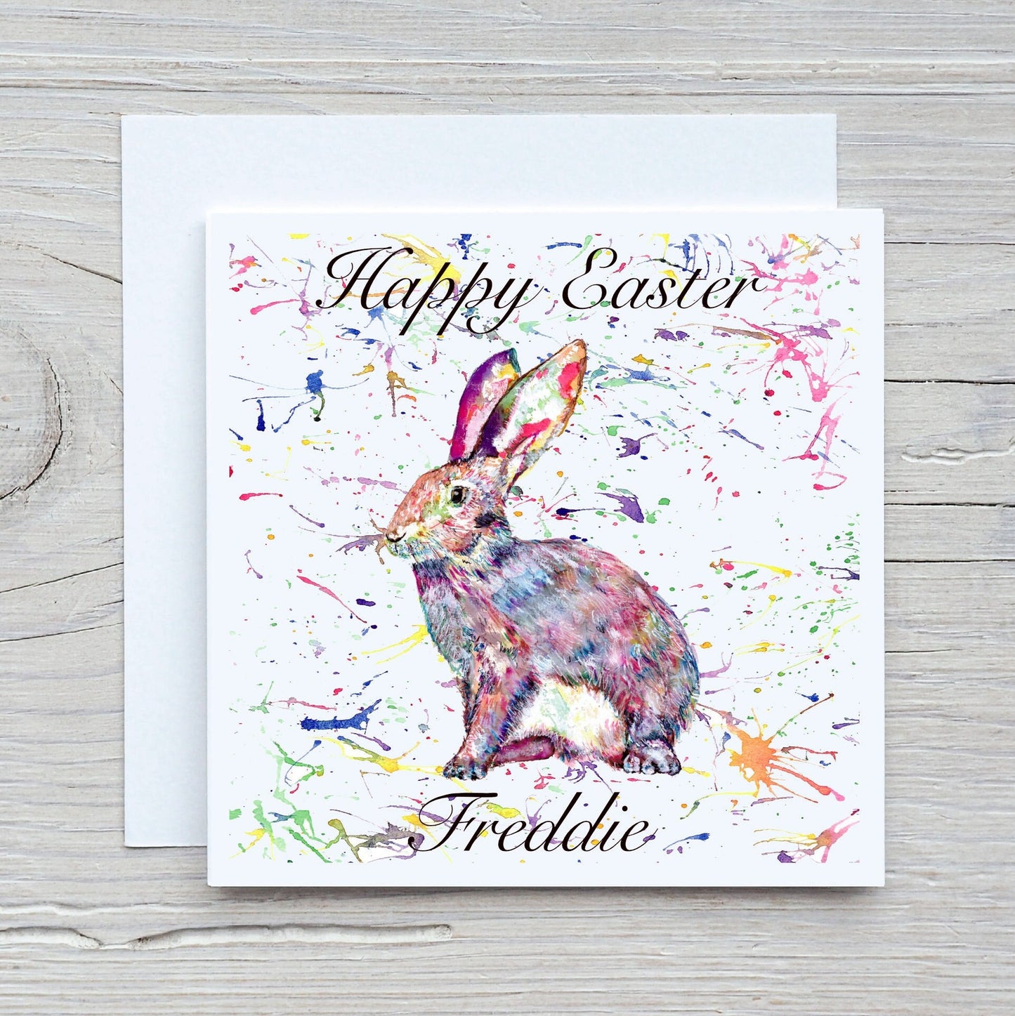 Personalised Easter Card, Easter Bunny Card, Hare Easter Card.