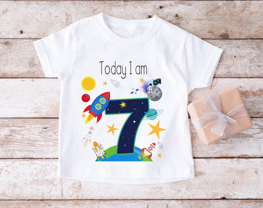 Today I Am 5 Birthday T-Shirt, Rocket Birthday T-Shirt,Personalised Child's Birthday T-Shirt, Today I Am 4, Today I Am 3