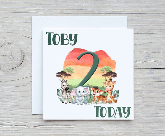 Kids Personalised Jungle Birthday Card, Kids Jungle Birthday Card, Children's Personalised Jungle Birthday Card