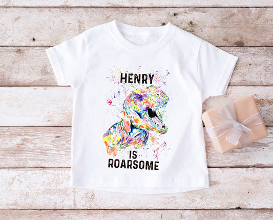 Personalised T-Rex  T- Shirt, Personalised Dinosaur T-Shirt, Kids T-Shirt, Personalised T-Rex Tee For Kids