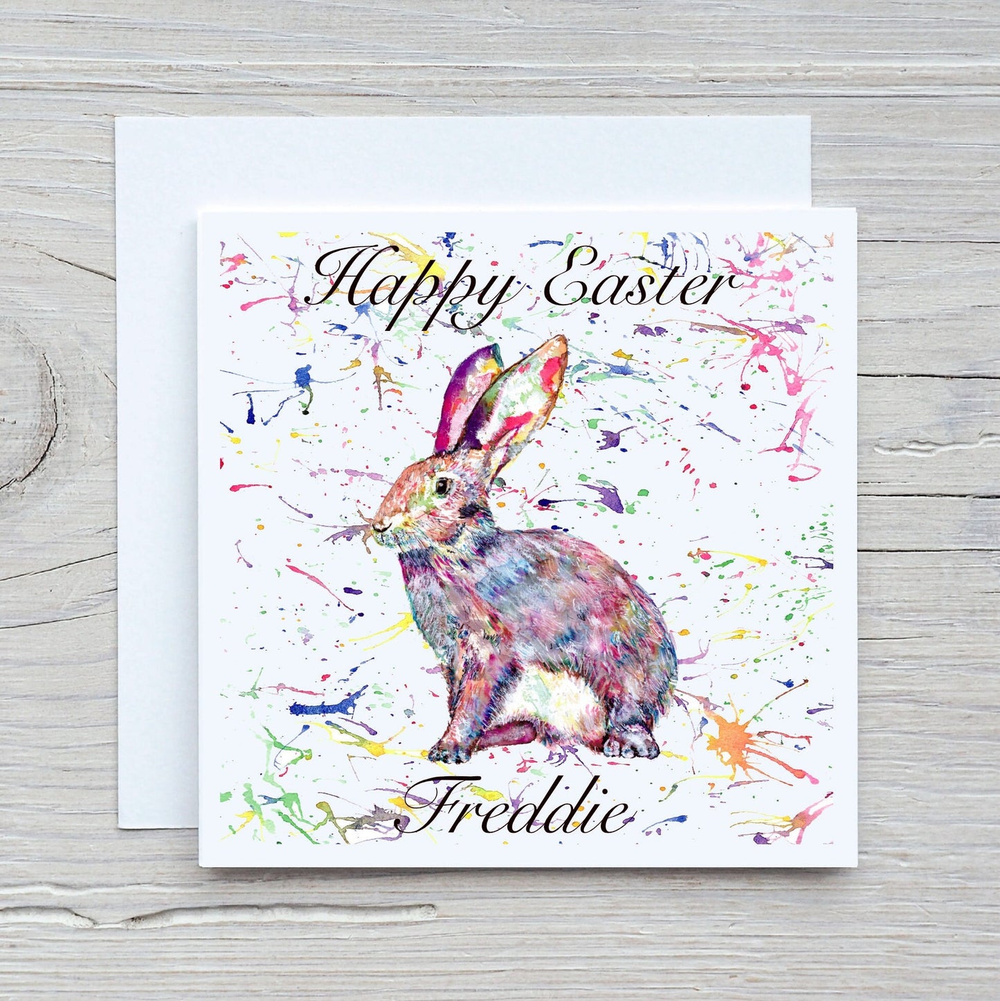 Personalised Easter Card, Easter Bunny Card, Hare Easter Card.