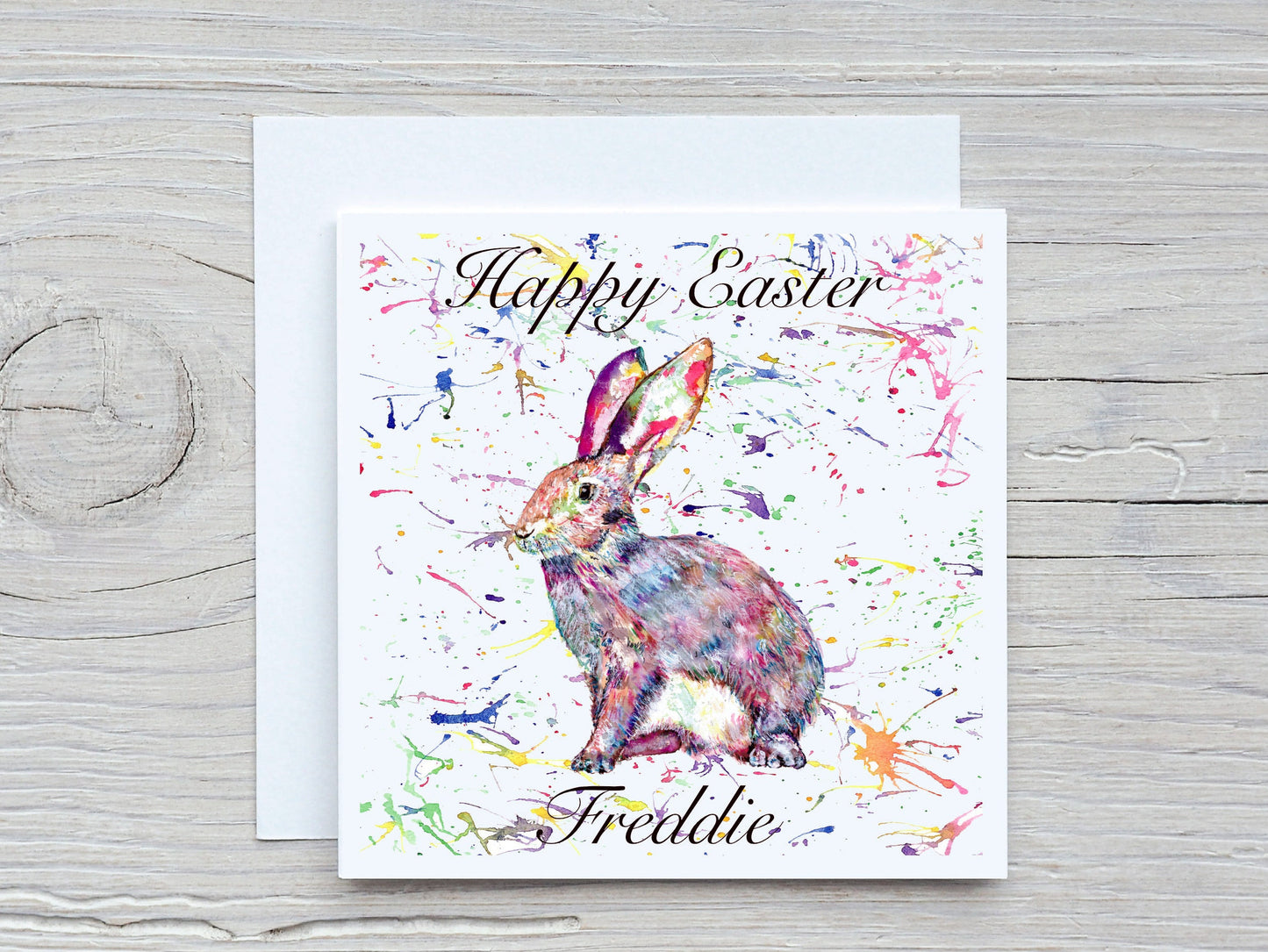 Personalised Easter Card, Easter Bunny Card, Hare Easter Card.