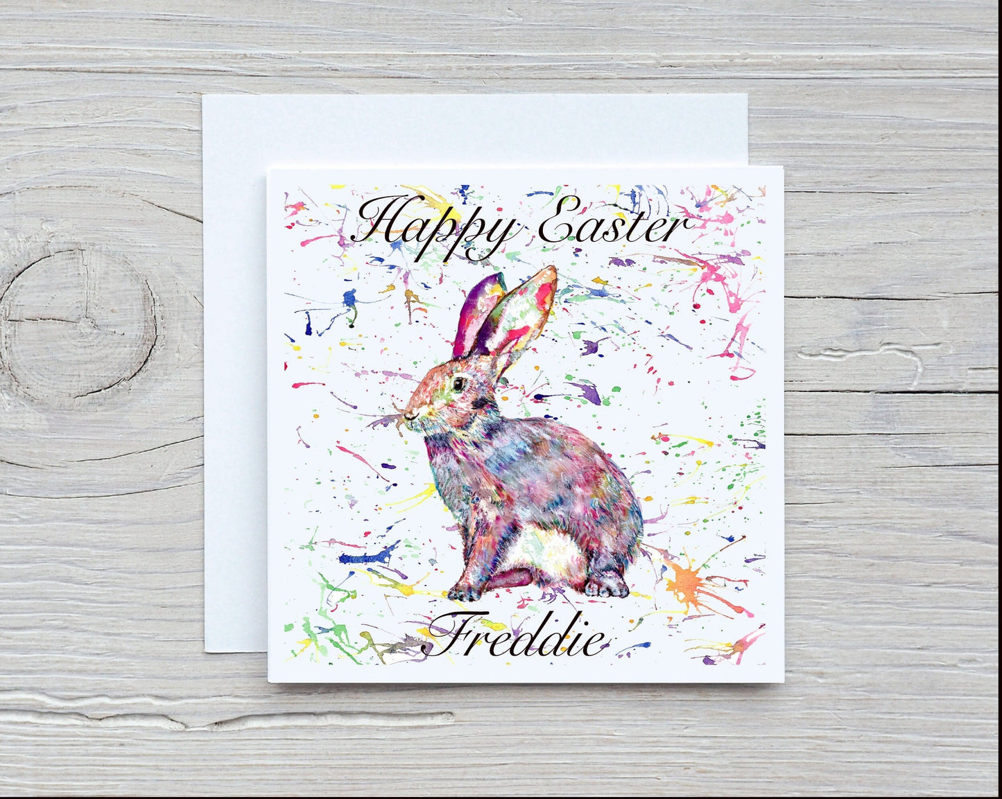 Personalised Easter Card, Easter Bunny Card, Hare Easter Card.