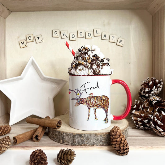 Christmas Mug, Christmas Gifts, Robin Mug, Personalised Christmas Mug, Reindeer Christmas Mug