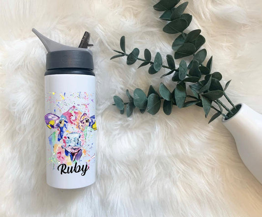 Cow Water Bottle, Personalised Water Bottle, Water Bottle With Straw, Personalized Gift For Her, Cow Water Bottle